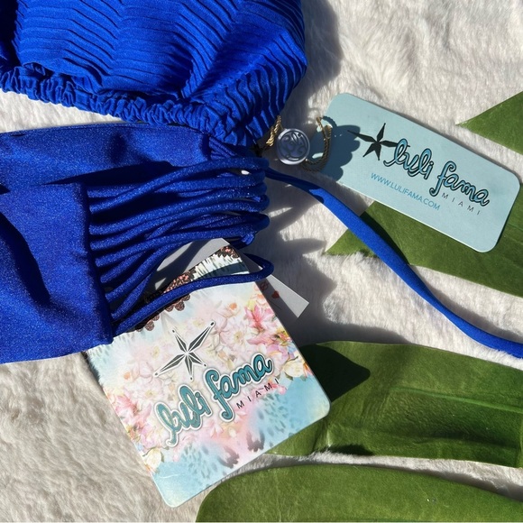 Luli Fama Electric Blue Hot Tropics Triangle Top and Bootylicious Bottom XL/L - Picture 13 of 14